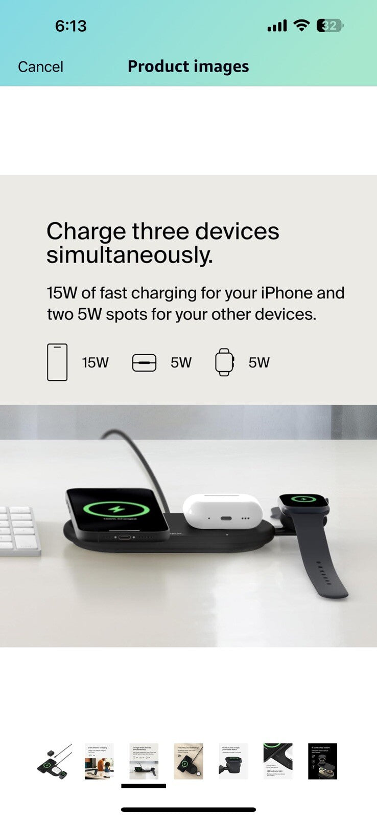 Belkin BoostCharge Pro 3-in-1 MagSafe-Compatible Wireless Charging Pad 