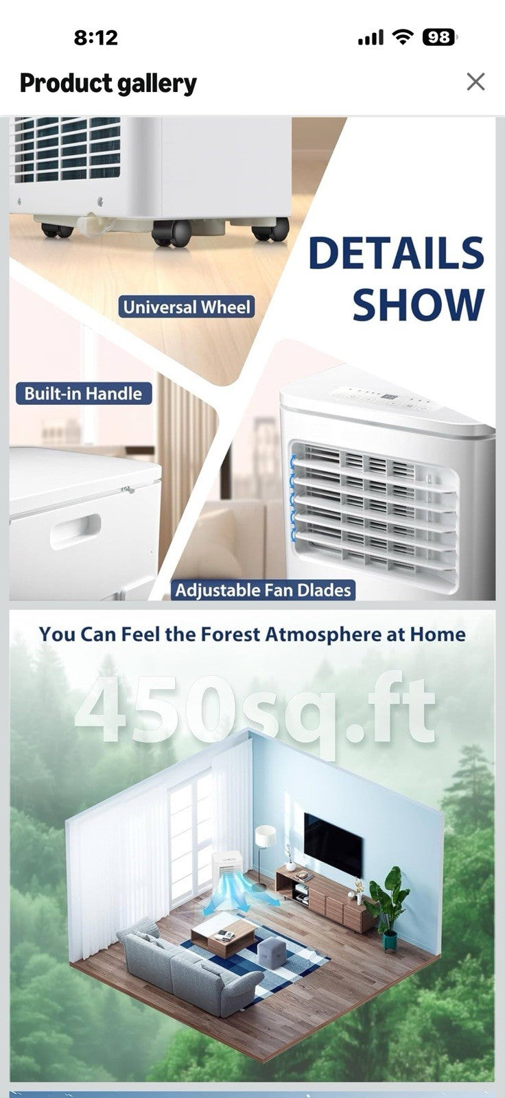 Antarctic Star 10000 BTU Portable Air Conditioner, Portable AC Unit with 4-in-1 