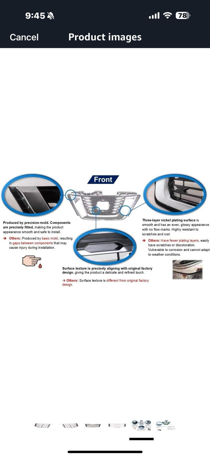 Chrome Front Grille Compatible with 2004-2006 Nissan Maxima, ABS Replacement