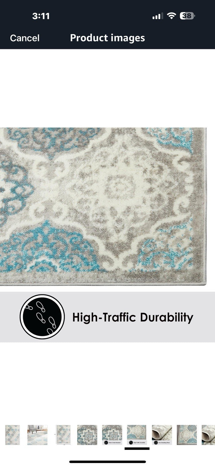 Home Dynamix Boho Celeste Transitional Damask Area Rug, Grey/Blue, 7'9"x10'2