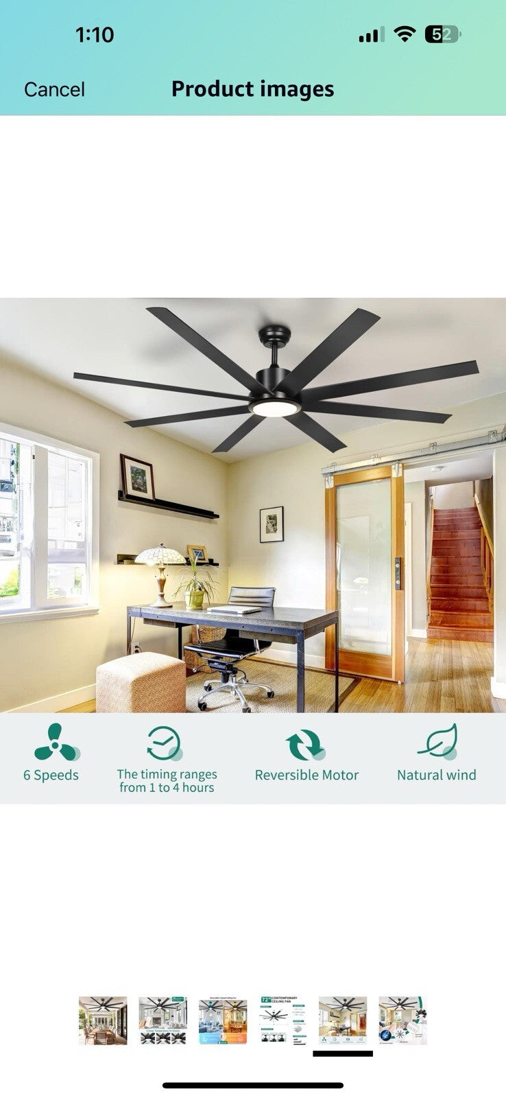 YITAHOME 72 Inch Ceiling Fans with Lights and Remote Control for Indoor
