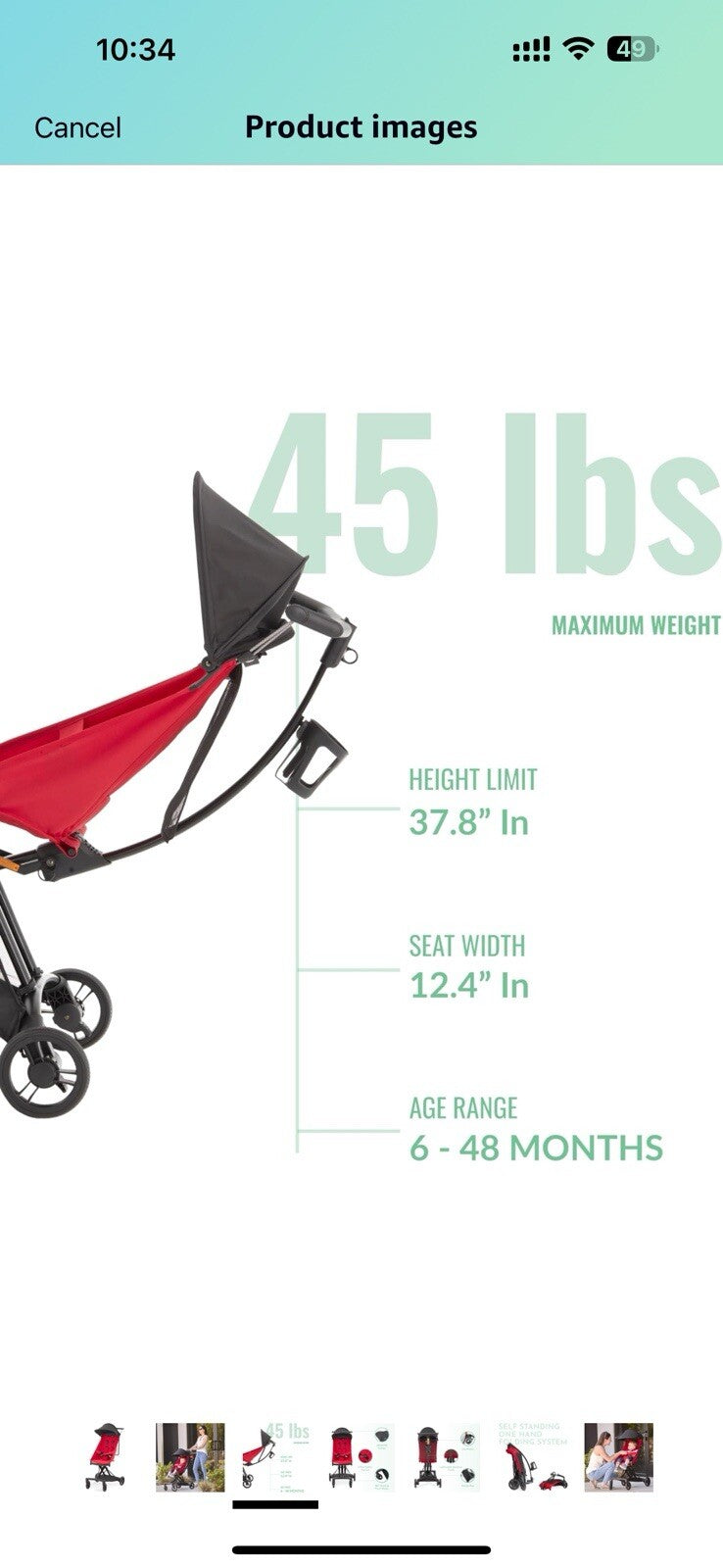 Evolur Roamer Ultra Light Umbrella Stroller in Red, Quick One-Hand Easy 