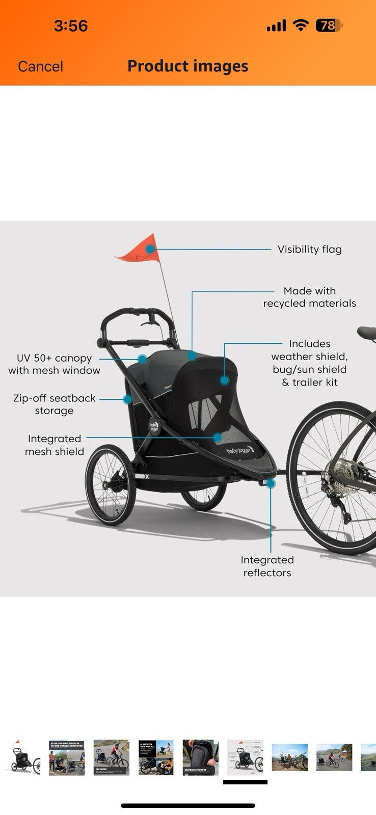 Baby Jogger City Prix Jogger x Bike Trailer – Easily Converts to Bike Trailer 