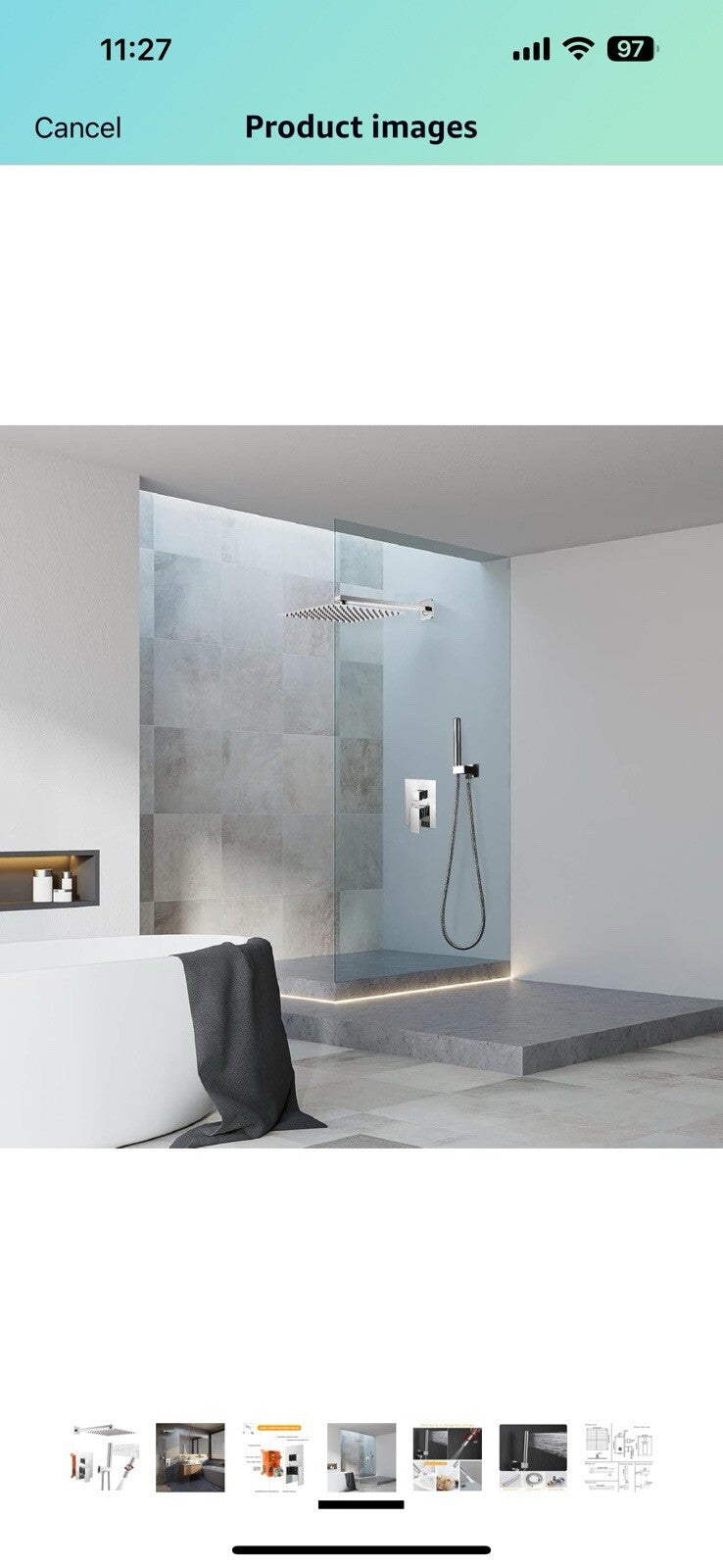 BESy 10 Inch Solid Brass Shower System Fixture High Pressure Mixer Shower Head 