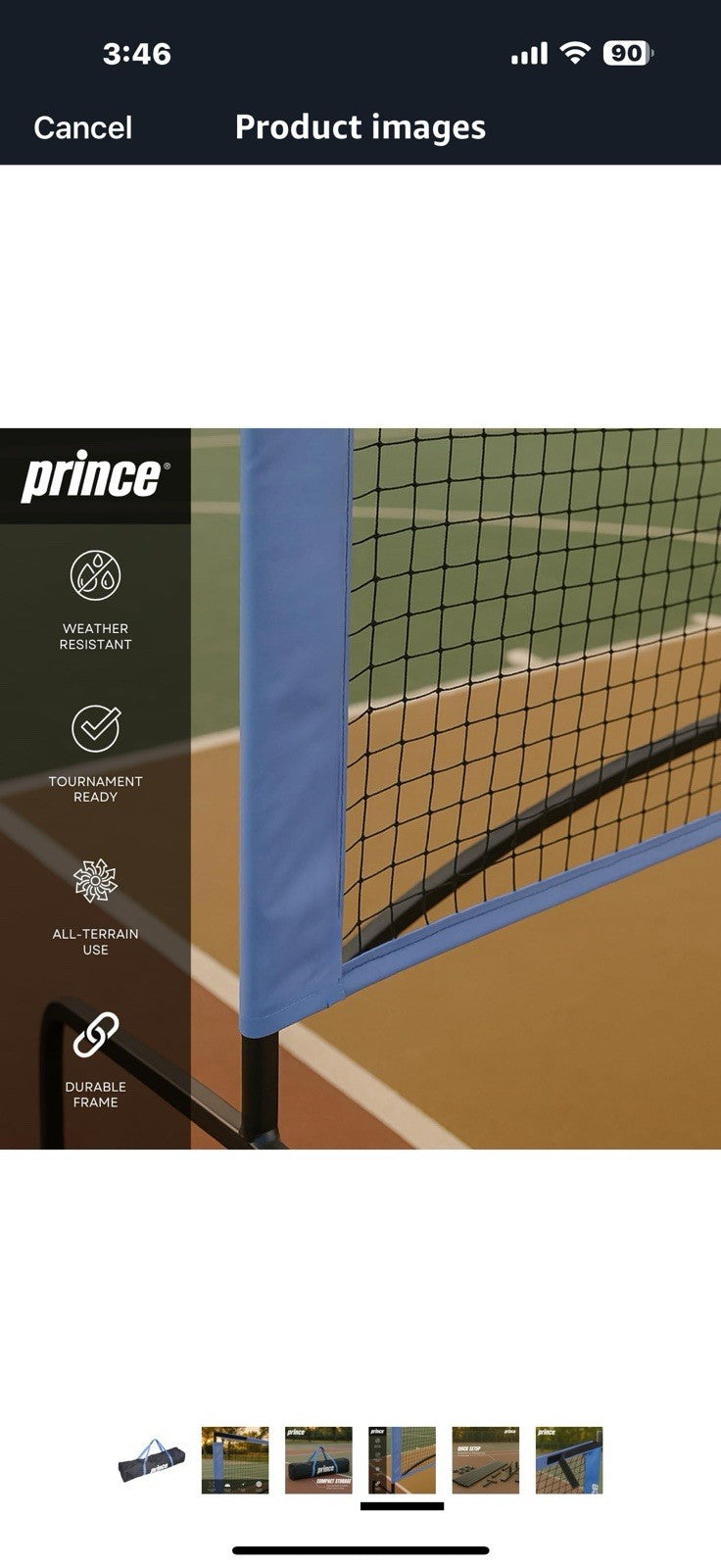 Prince - Full Court Pickleball Net + Wheels, Easy to Transport, Ideal