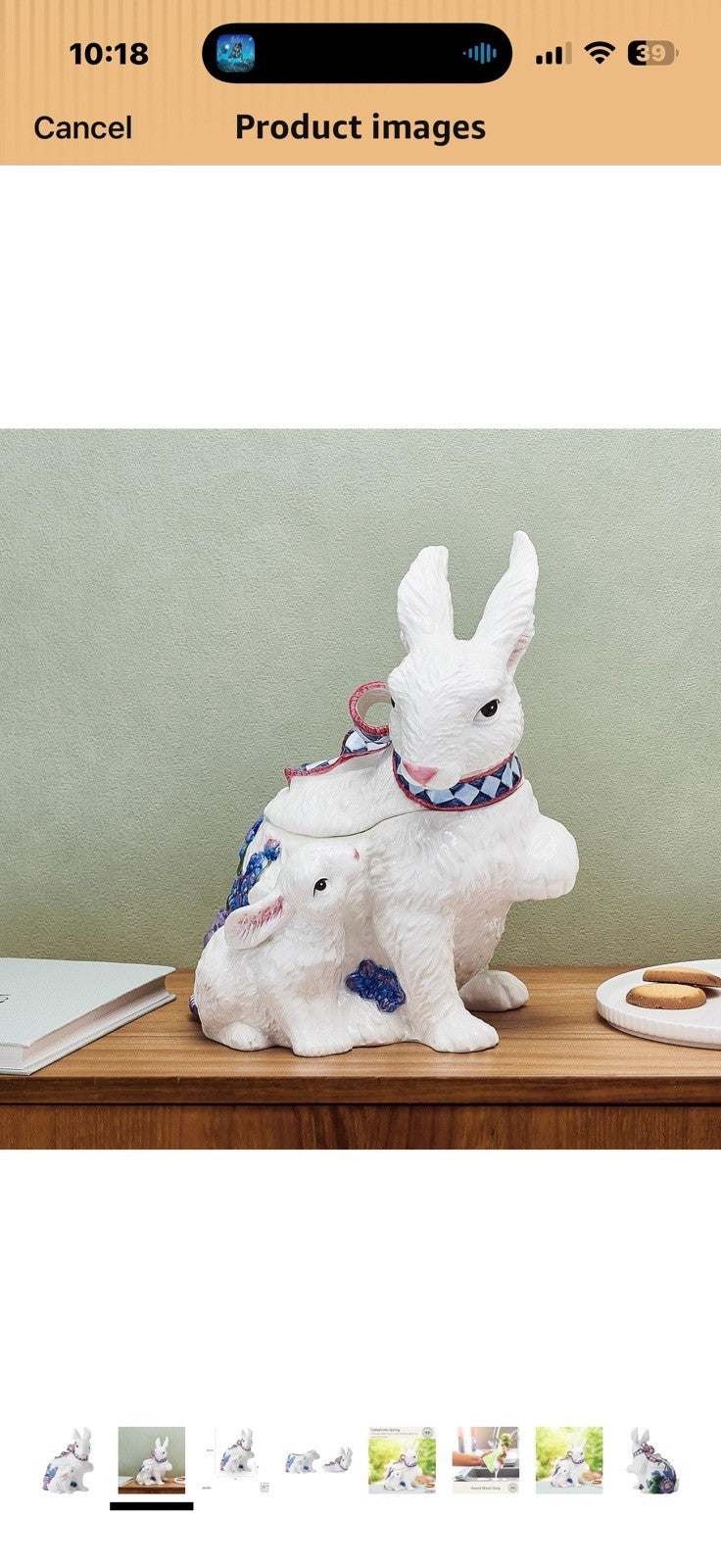 Fitz and Floyd Jardin Rabbit Bunny Easter Countertop Cookie Storage 