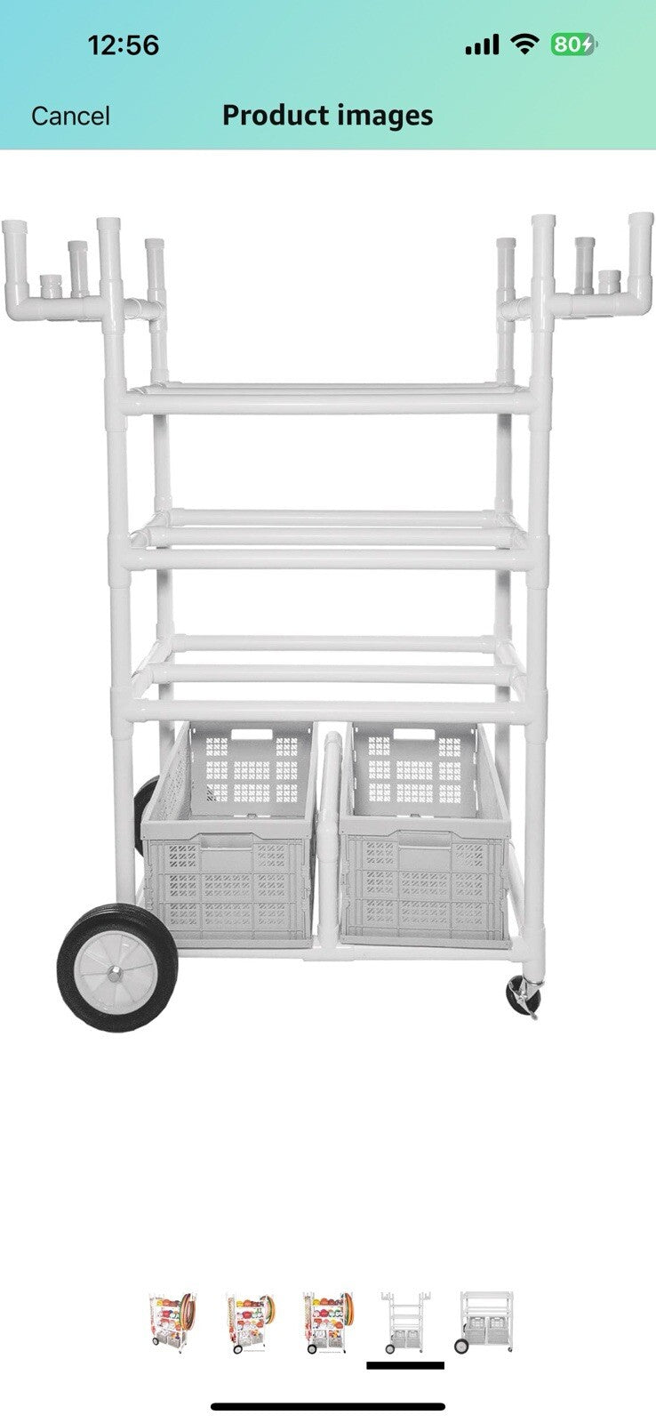 Champion Sports High Impact All-Terrain Heavy-Duty Cart, White, 53" x 19" x 59
