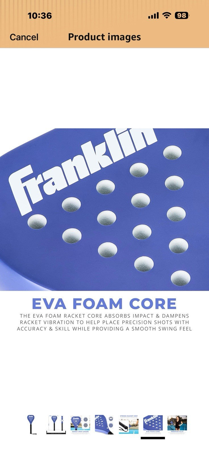Franklin Sports - Sweet Spot Padel Training Racket - Fiberglass Padel