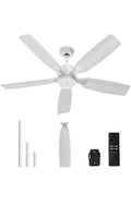 ZAFRO 52" Downrod Mount Ceiling Fan with Light & Remote – 6-Speed 