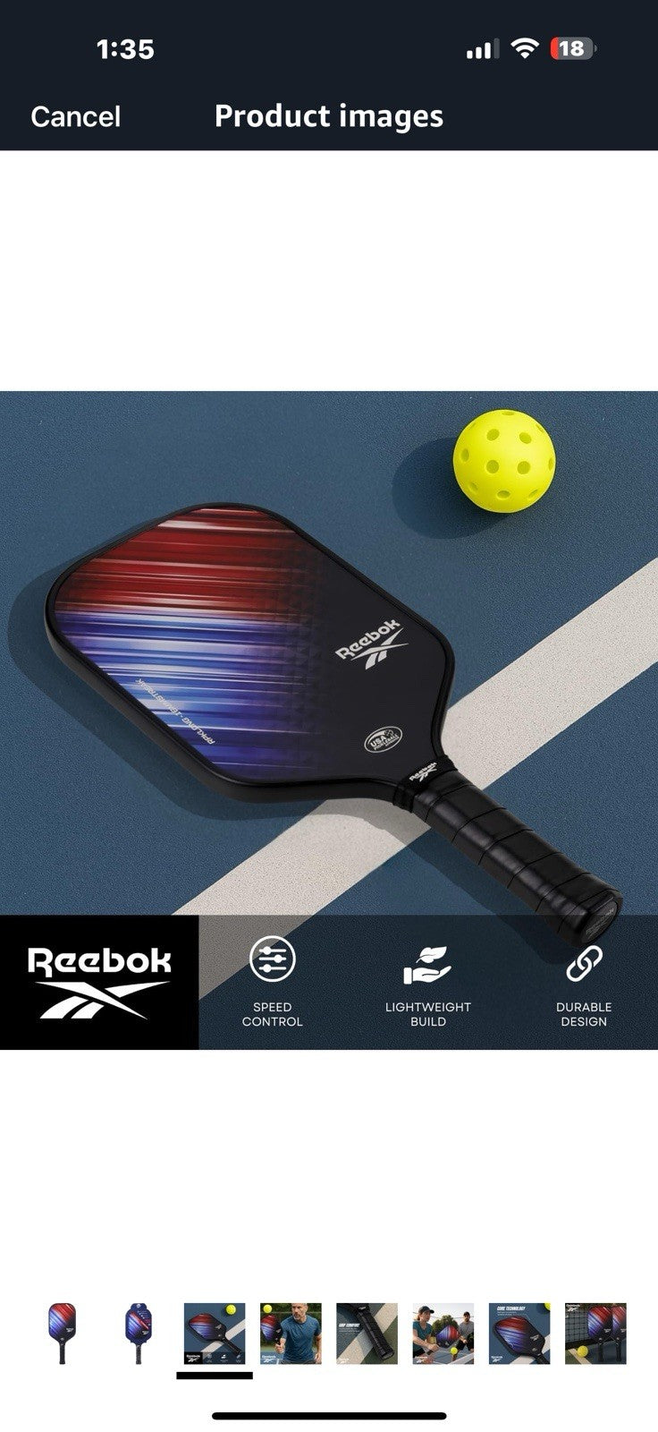 Reebok - Pro Streak Elongated Paddle, Durable Construction, Red