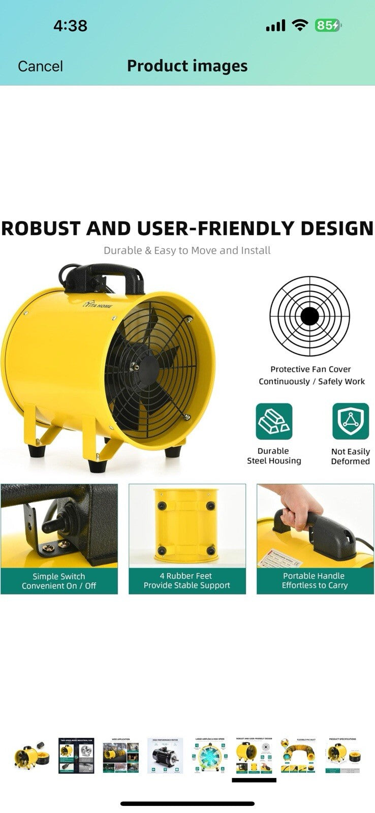 YITAHOME Two Speed Exhaust Fan 12 Inch, Utility Blower Extractor Fan
