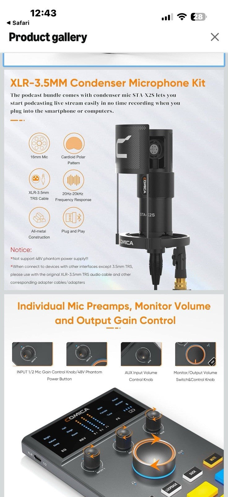 Comica ADCaster C1 K1 Podcast Equipment Bundle - USB Audio Interface 