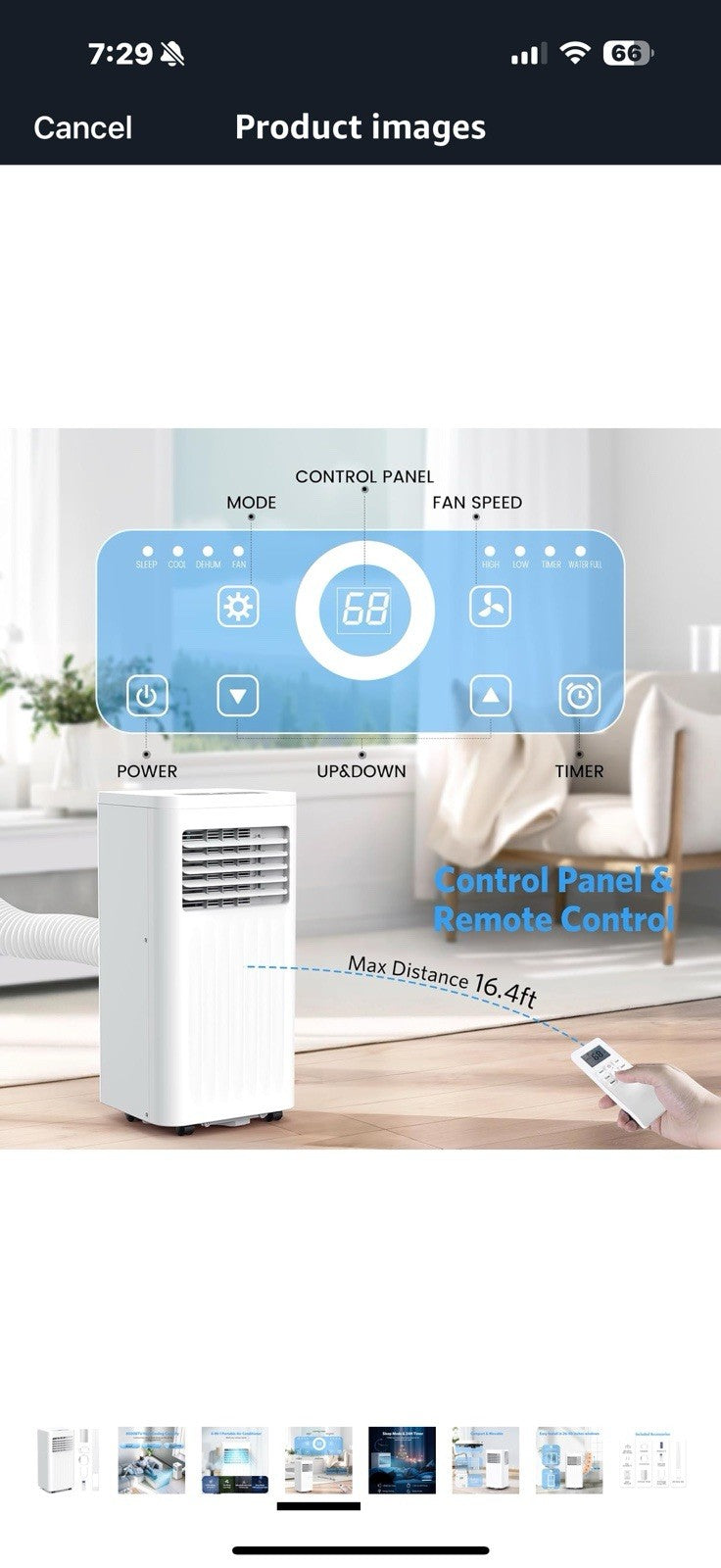 8000 BTUs Portable Air Conditioners with Cooling, Fan, Sleep Mode,