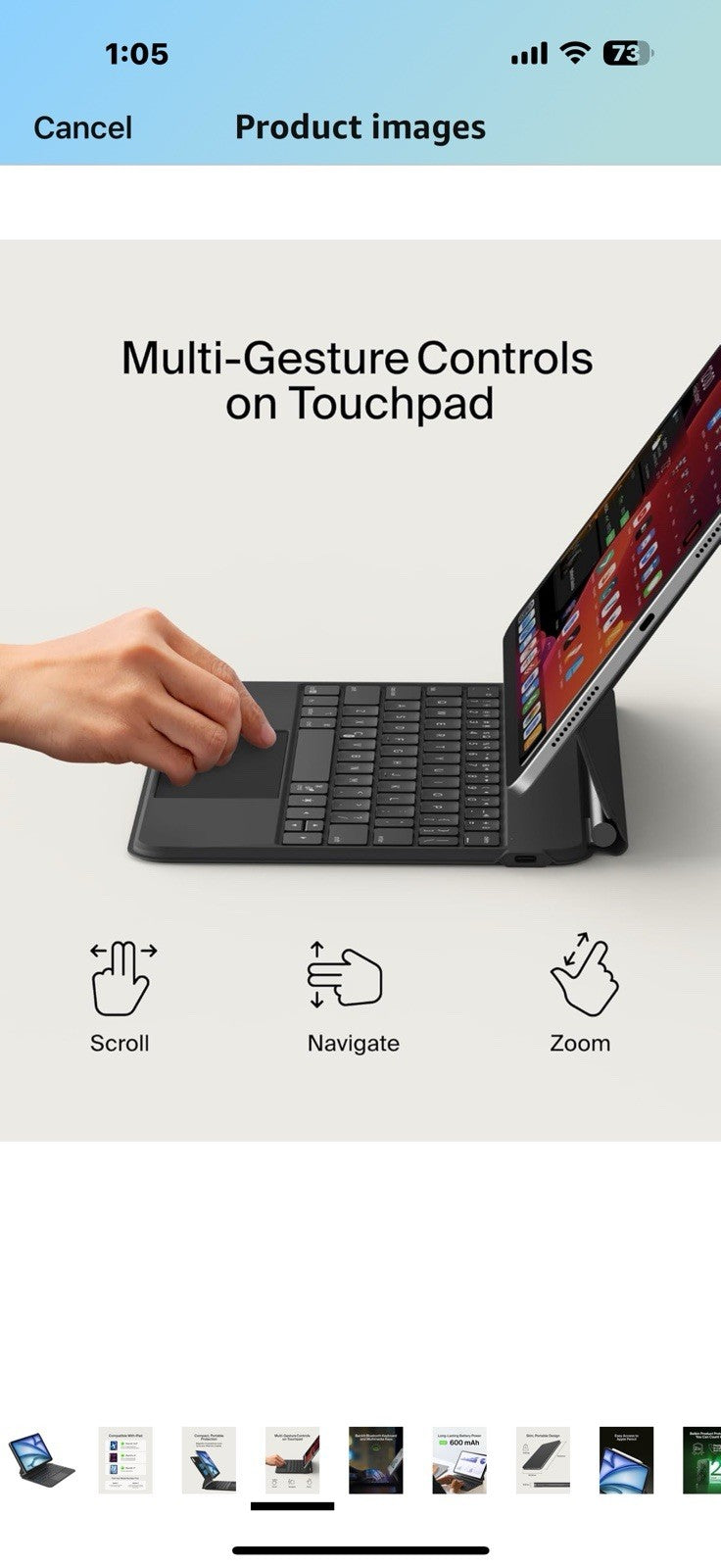 Belkin Pro Keyboard Case w/Magnetic Stand, Backlit Bluetooth Keyboard, 