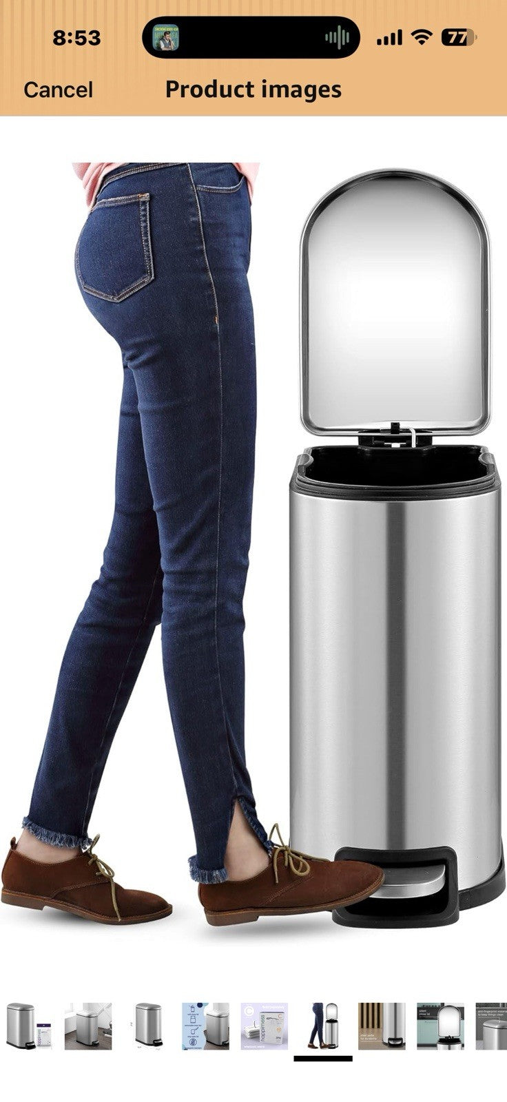 happimess  Roland 10.6 Gal. Chrome Step-Open Trash Can