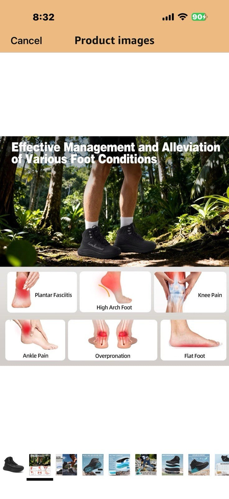 Men's Orthopedic Waterproof Hiking Boots: Comfortable Plantar Fasciitis 