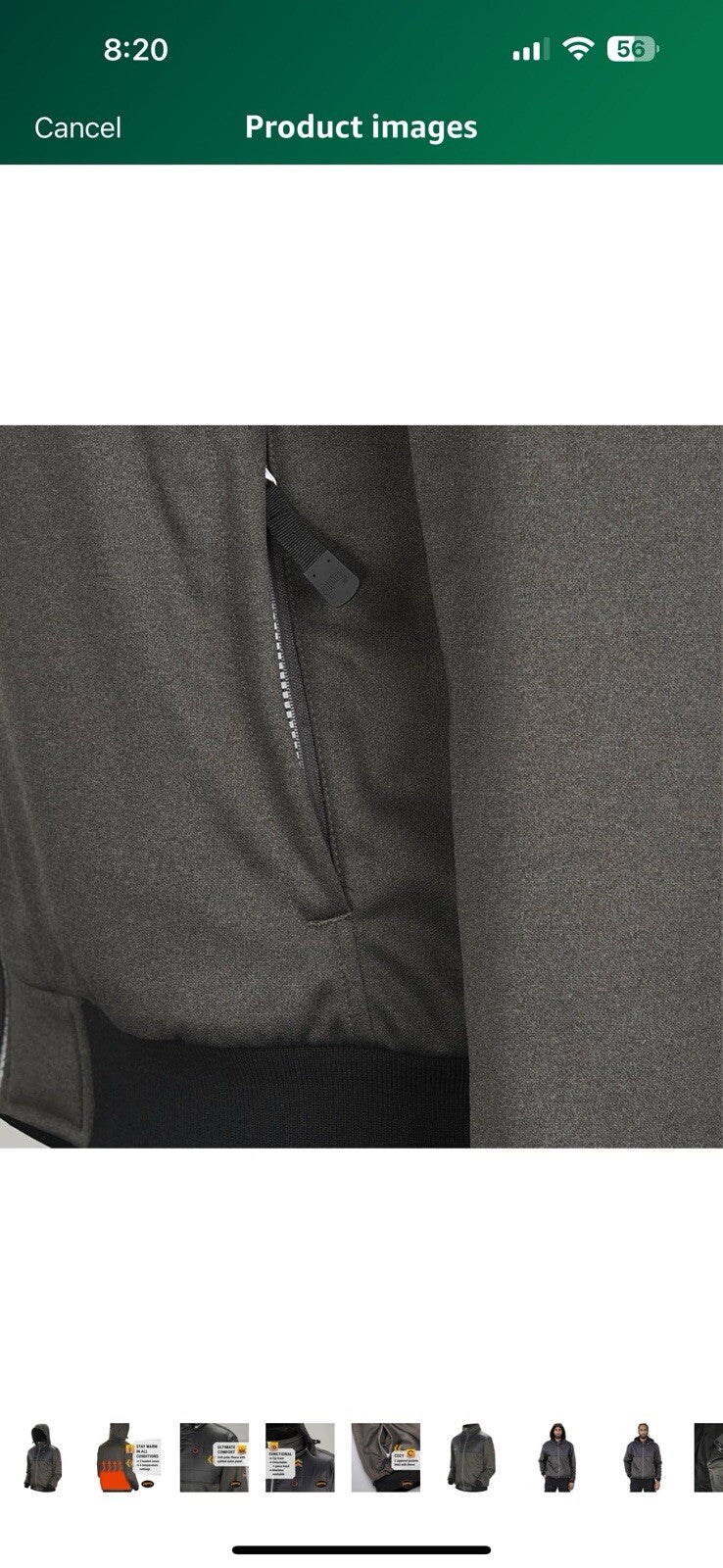 Pioneer Men's Heated Fleece Hooded Jacket with Detachable Hood - XL
