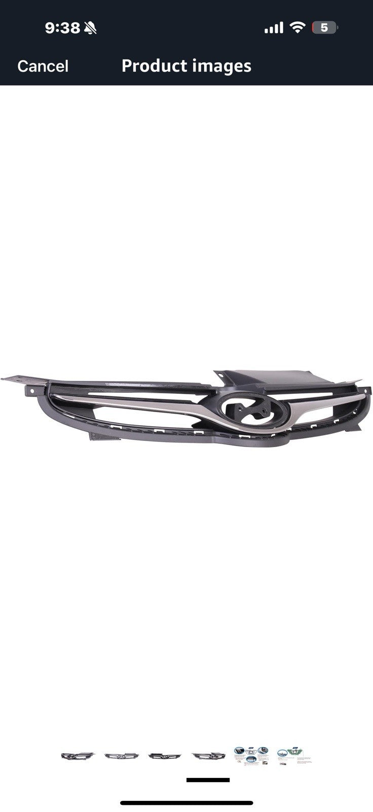 Front Grille Compatible with 2014-2016 Hyundai Elantra Sedan w/Chrome