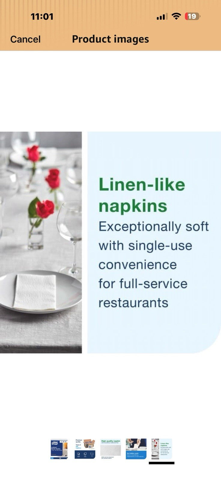 Tork LinStyle White Dinner Napkin, Disposable Napkins, Premium, Pre-folded 