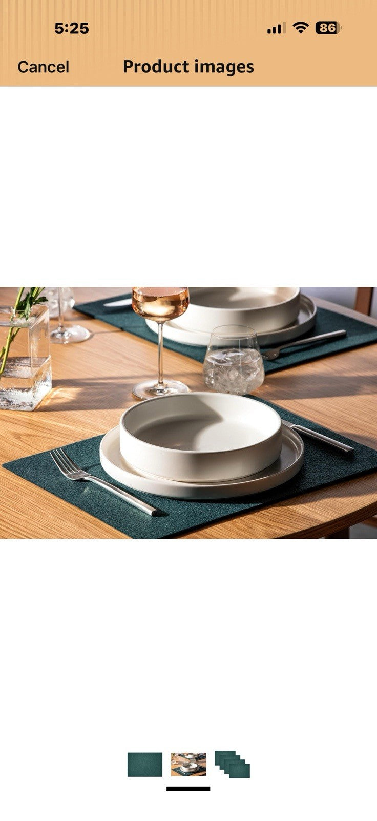 Fortessa Loft Felt Placemat, 12.2 x 16.5 Rectangle Placemat (Set of 4), Forest