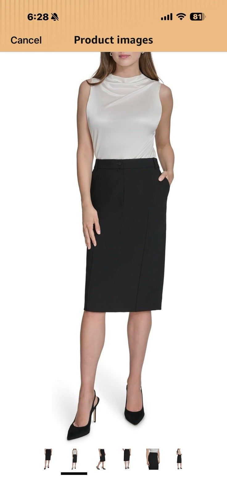 H Halston Womens Woven Suiting Pencil Skirt