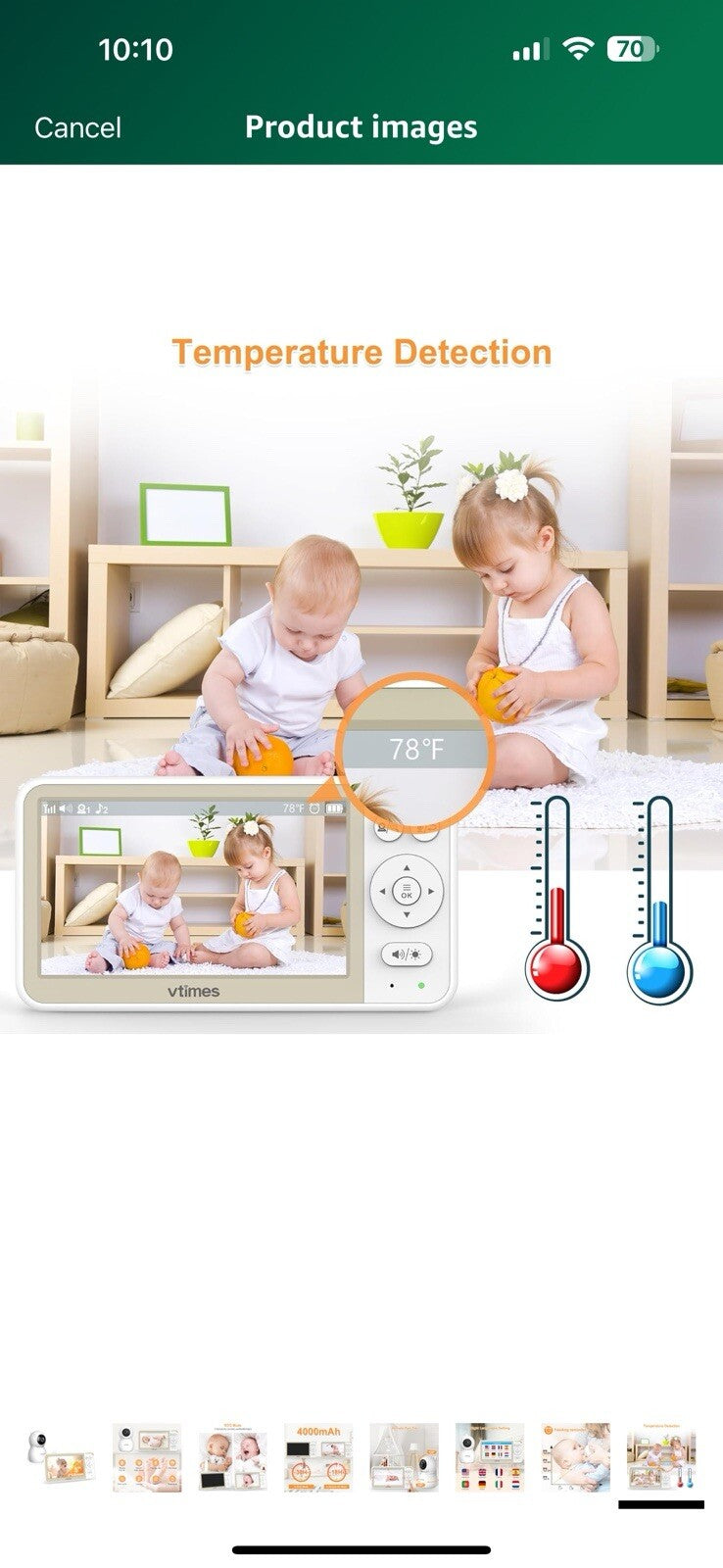 Baby Monitor No WiFi, 5'' Screen with 32-Hour Battery, Video Baby Monitor