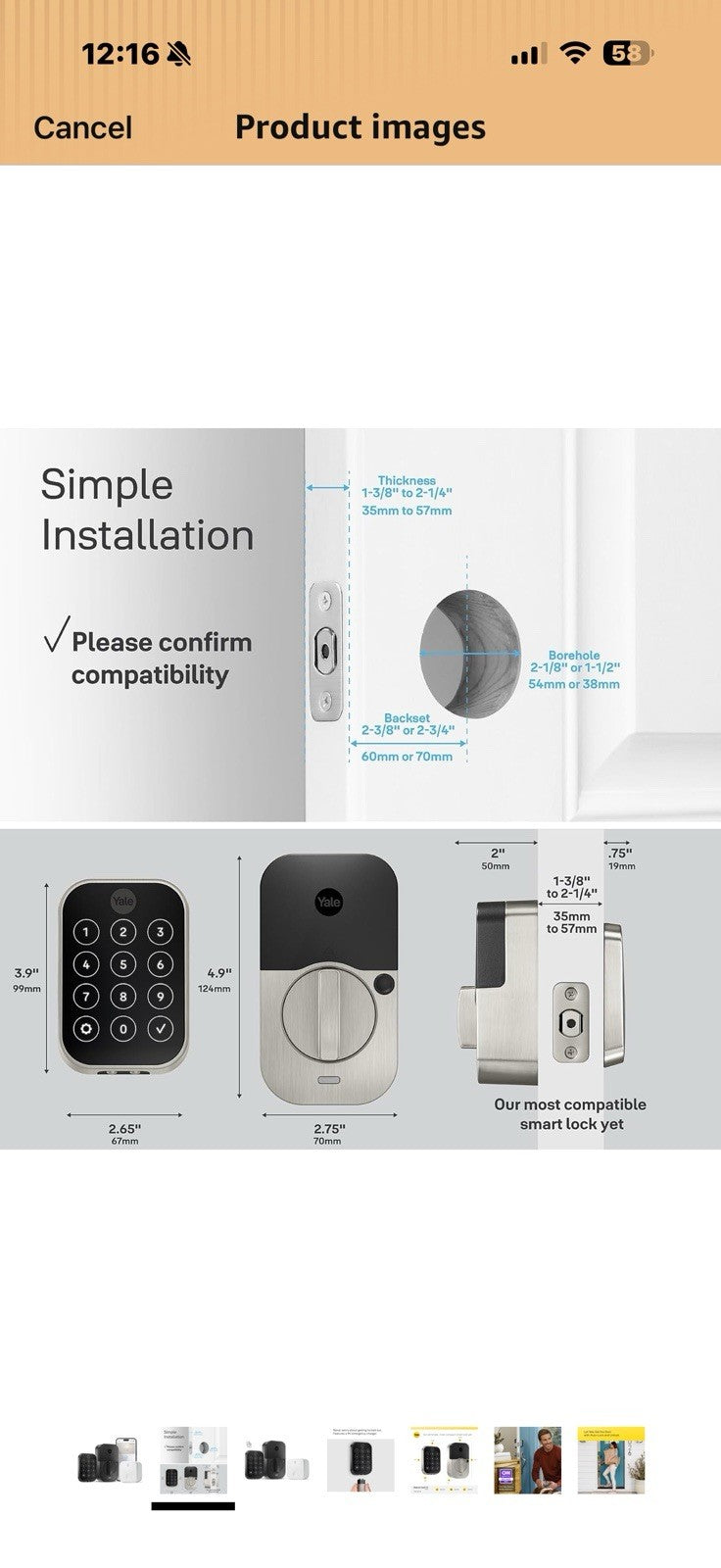 Yale Assure Lock 2 Plus Deadbolt with Wi-Fi Connect, Black Suede