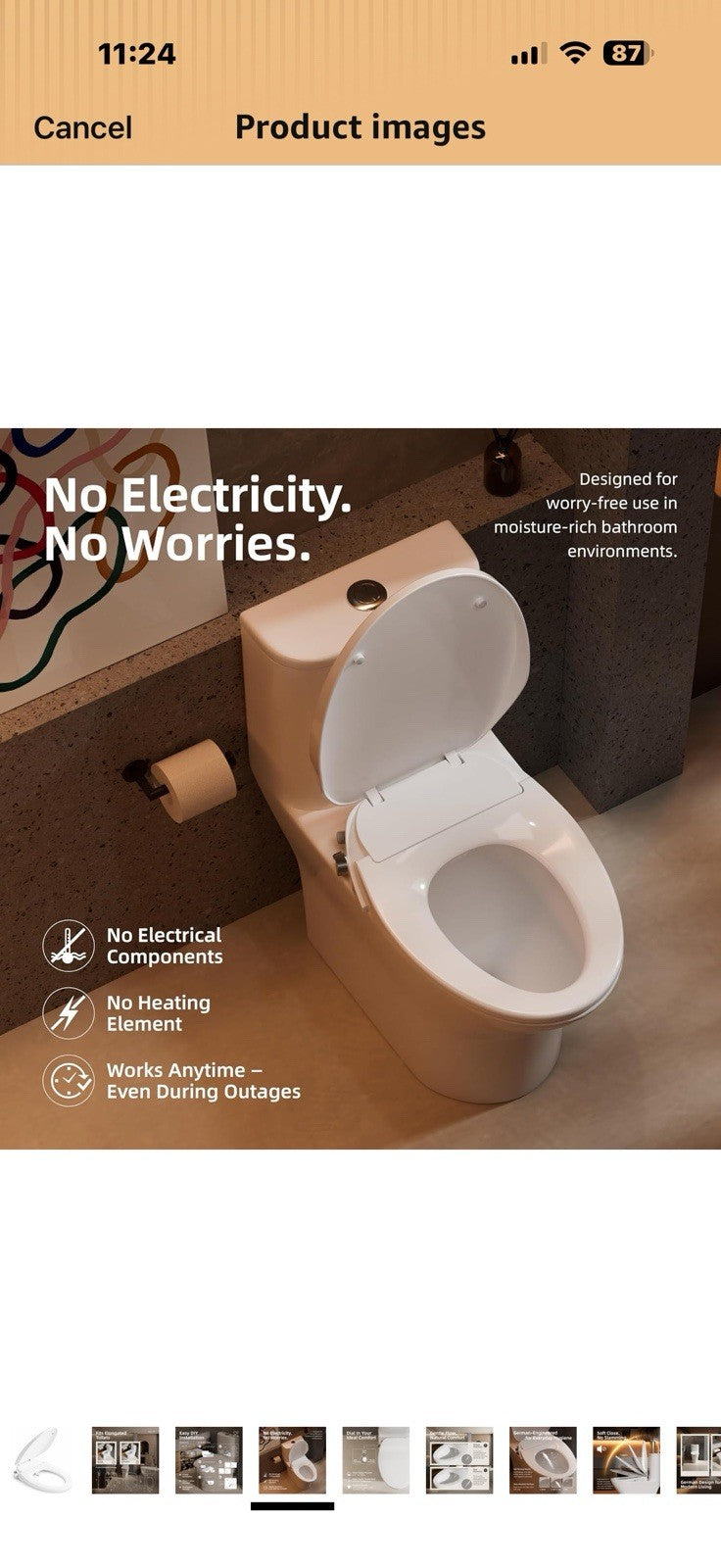 BRAVAT® Non-Electric Bidet Toilet Seat Elongated, Fresh Water Wash