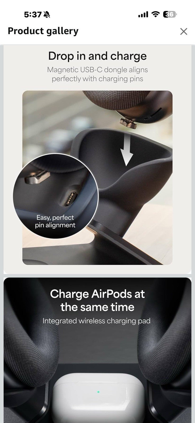 Mophie Max Dual Charging Stand for AirPods Max Headphones – Auto Sleep