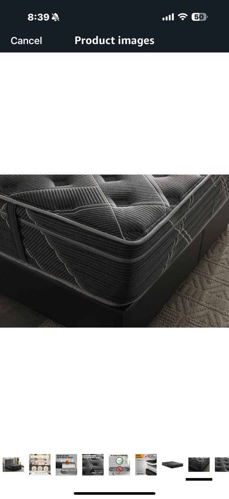 Ottomanson Twin 13" Luxury Black vSilver Eurotop Mattress