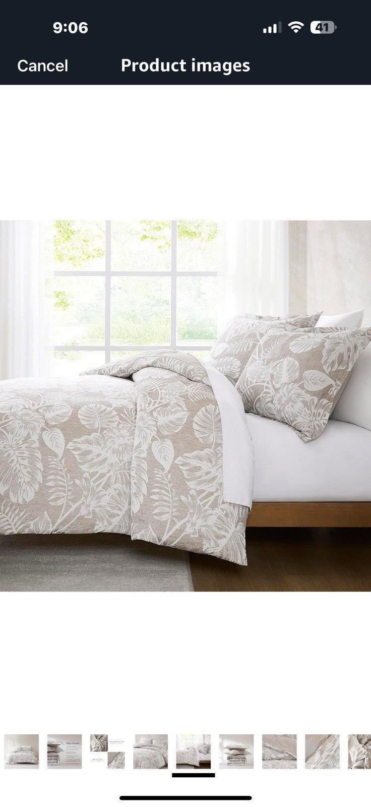 Lush Decor Bali Tropical Leaves Gauze Jacquard Duvet Cover 3 Piece Set King