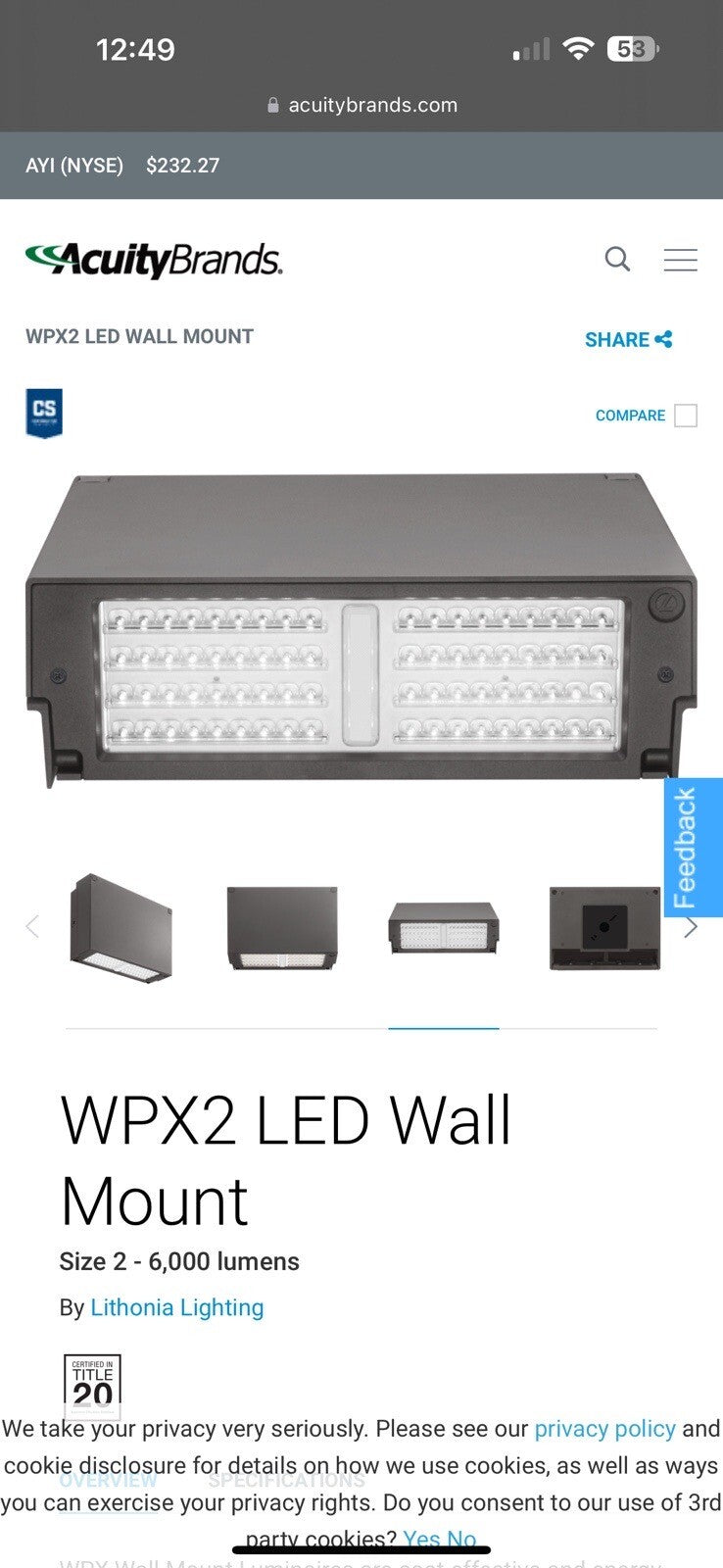 Lithonia Lighting Outdoor WPX2 LED 4000K