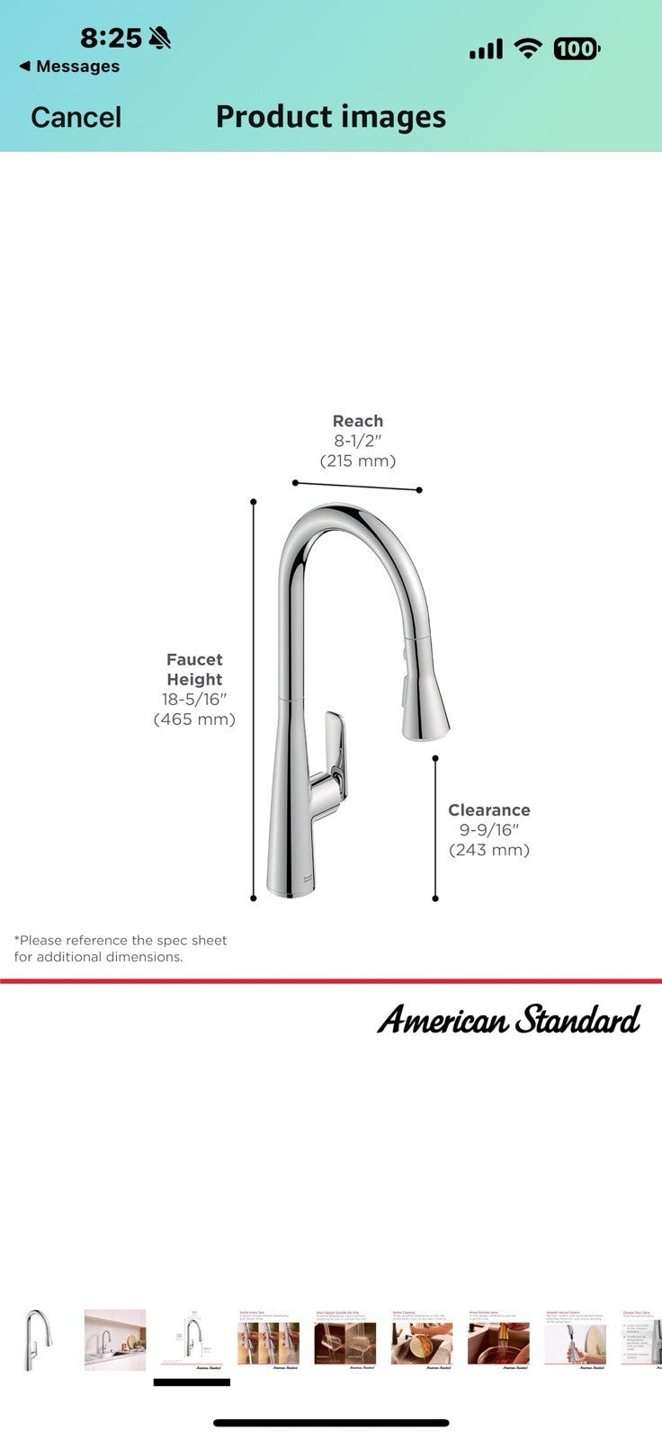 American Standard 1048810000 Aspirations Single-Hole Kitchen Sink Faucet 