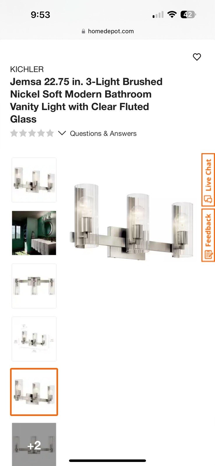 KICHLER Jemsa 22.75 in. 3-Light Brushed Nickel Soft Modern Bathroom Vanity Light
