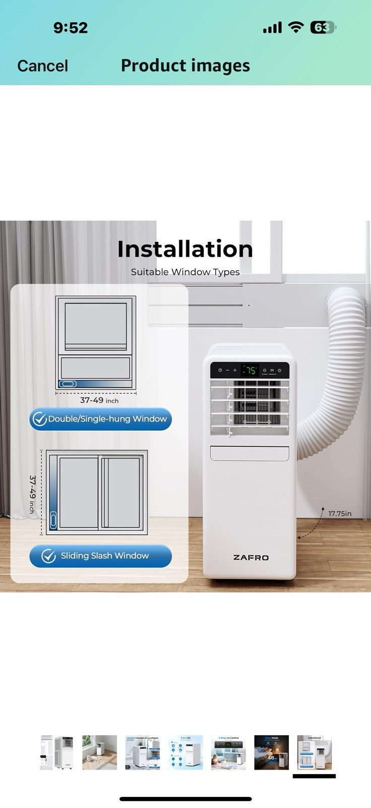 ZAFRO 12,050 BTU Portable Air Conditioner, Smart AC Unit