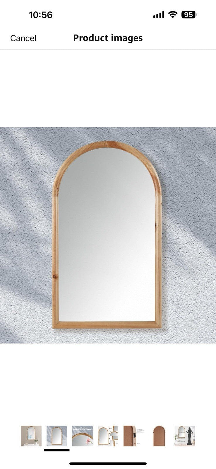 INK+IVY Arch Wall Mirror Wooden Frame, Round Top Wood Framed Entryway  25 “43”