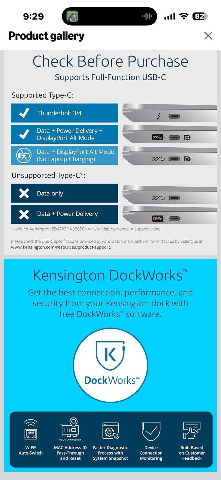 Kensington SD4842P EQ 12-in-1 USB-C Triple Video Docking Station,