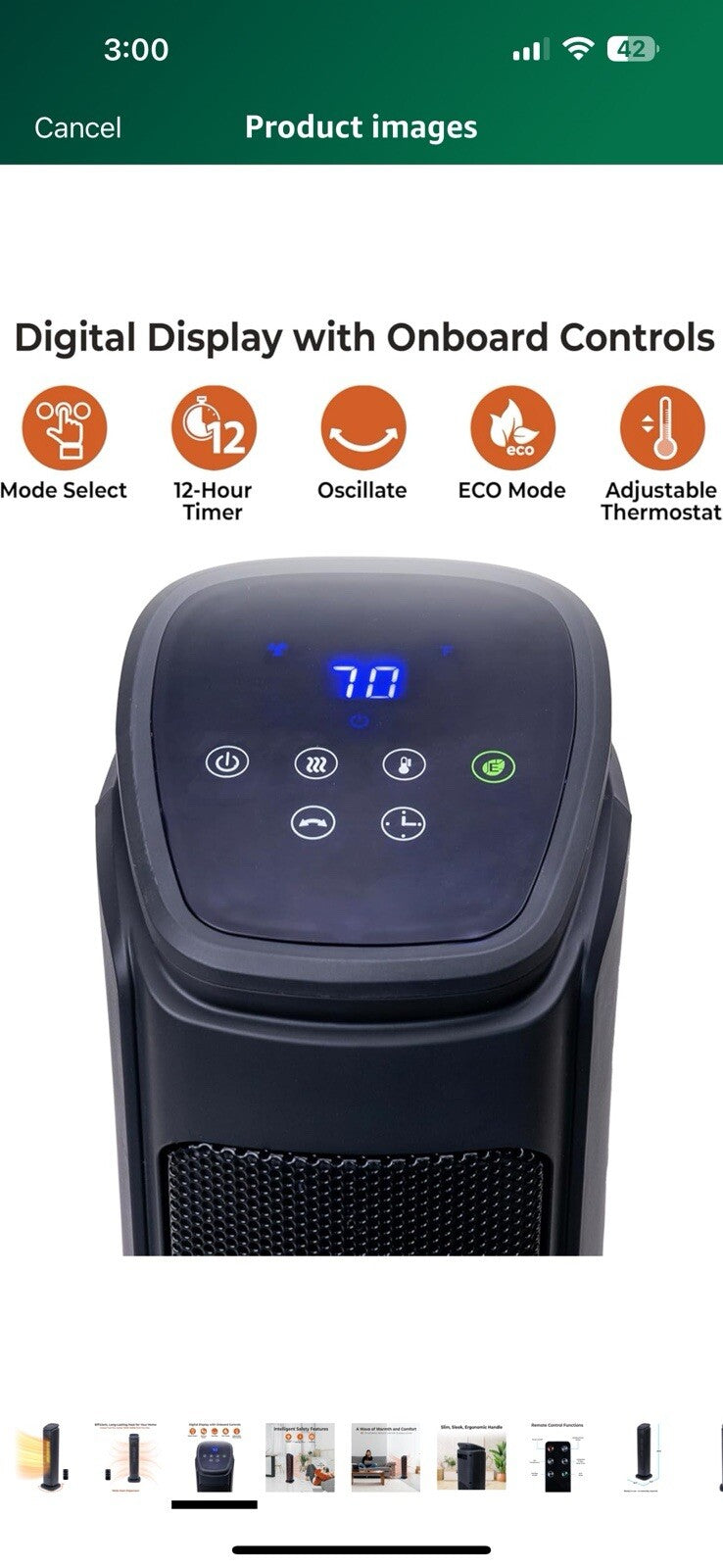  Comfort Zone Space Heaters for Indoor Use, 30 inch, Remote Control
