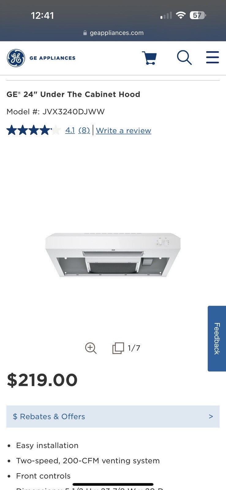 GE 24in. Under Cabinet Range Hood