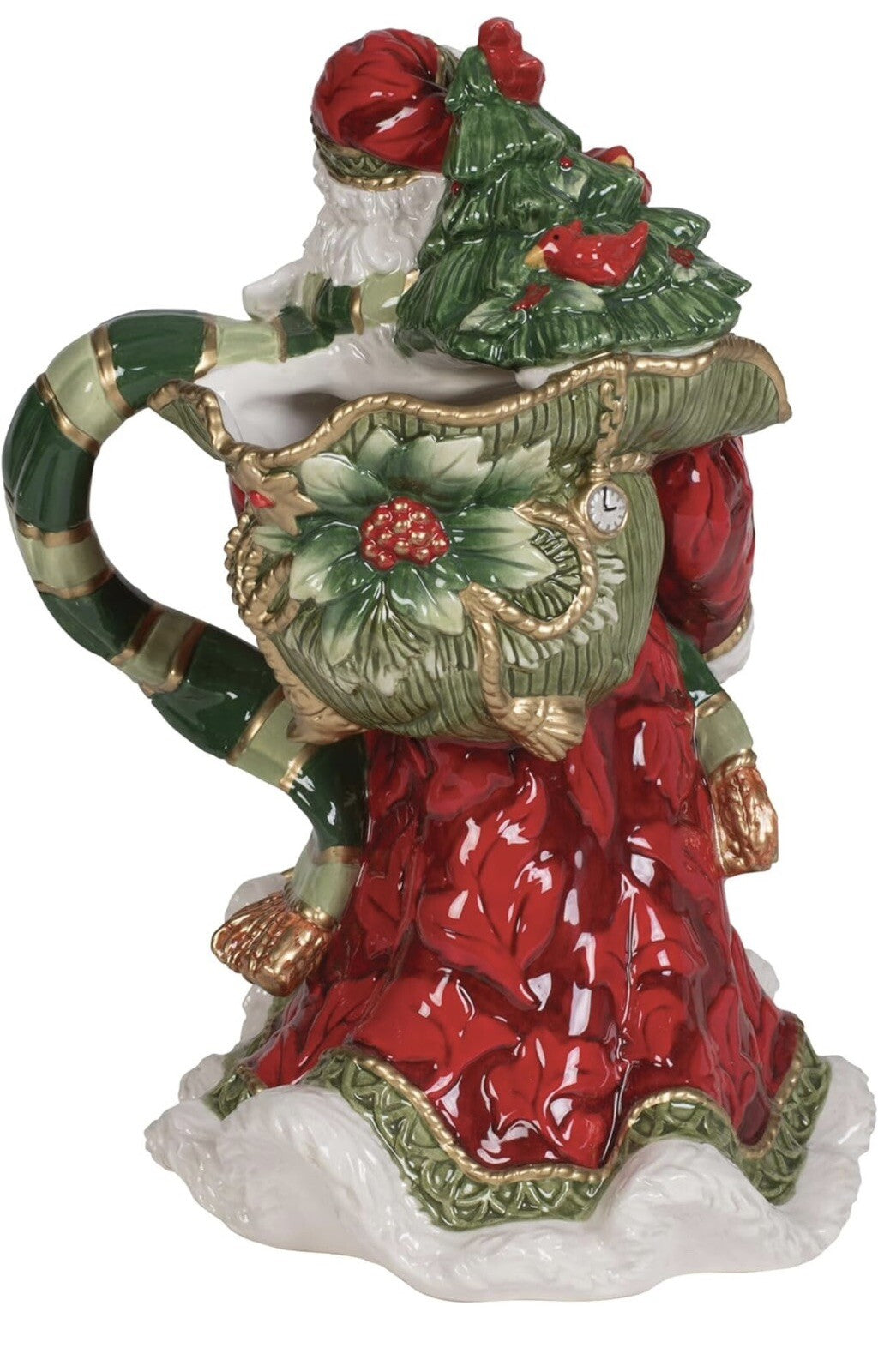Fitz and Floyd Holiday Home Festive Santa Pitcher Figurine, 11.75 inch