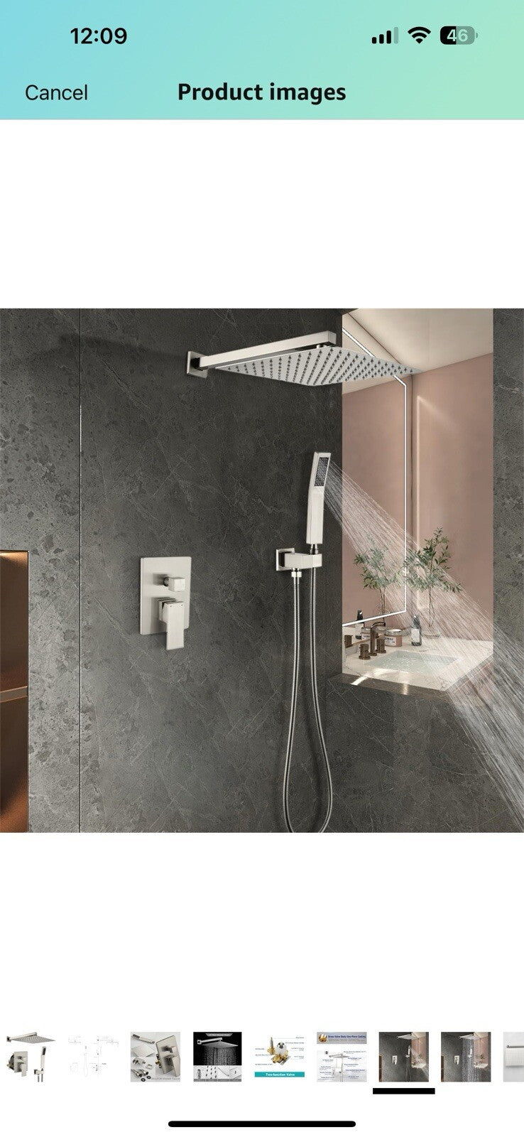 WELLFOR 12-In Wall Mounted Rain Shower Faucet with Single Handle