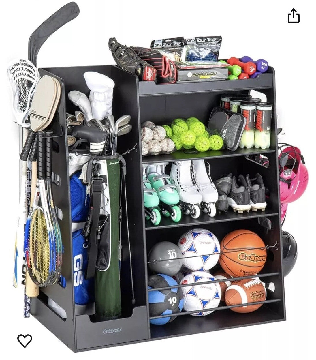 GoSports Premium Wooden Sports Equipment Organizer 
