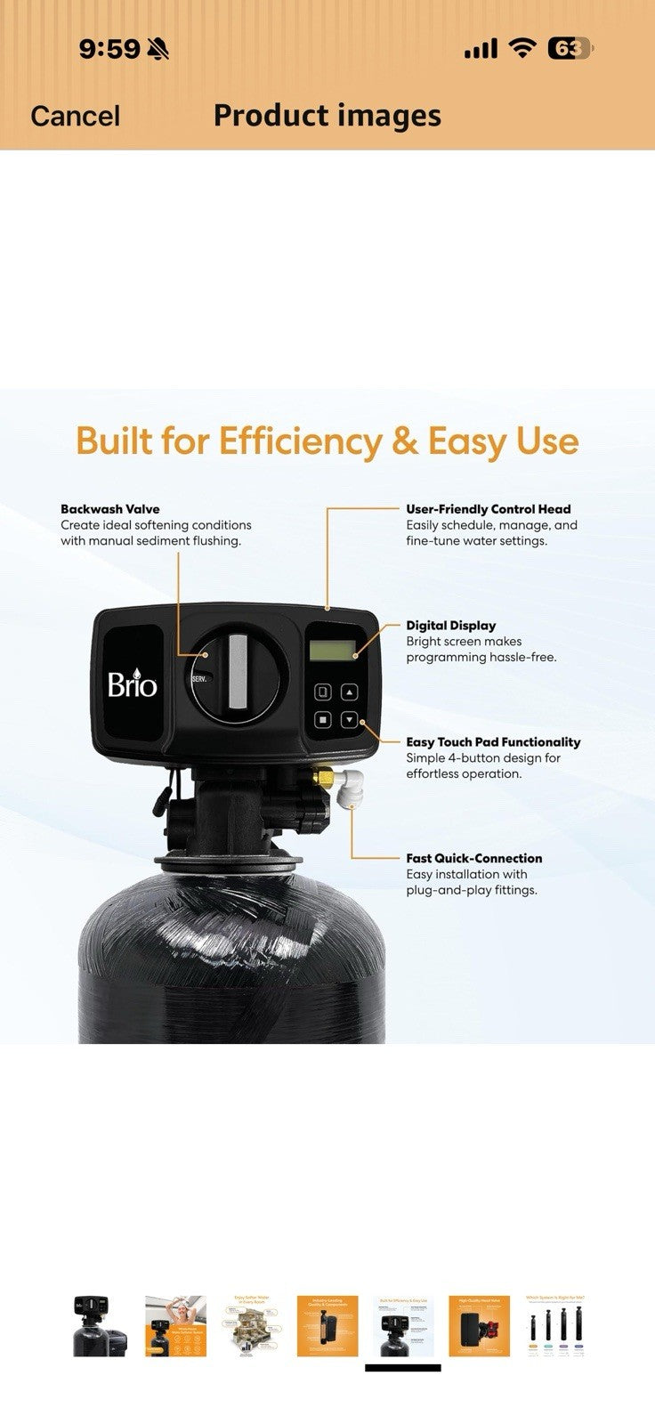 Brio WSFS1668 Whole House Water Softener System, 1-2 Bathrooms