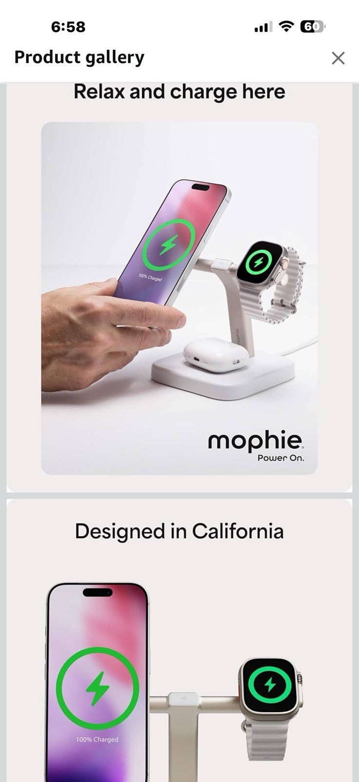 Mophie 3-in-1 Wireless Charging Stand - Qi2-Certified, MagSafe Charger