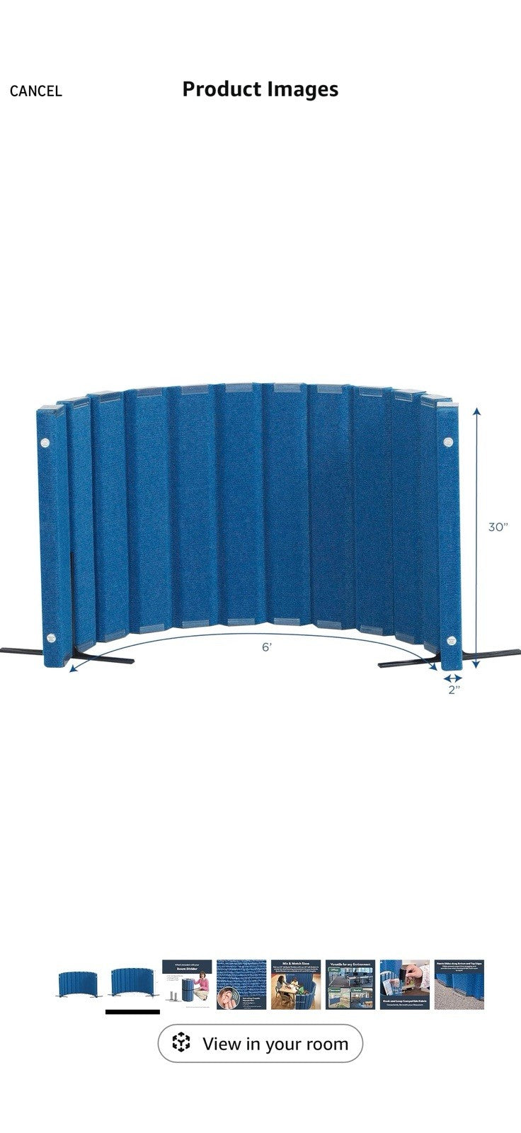 Angeles 30" x 6' Quiet Divider With Sound Dampening