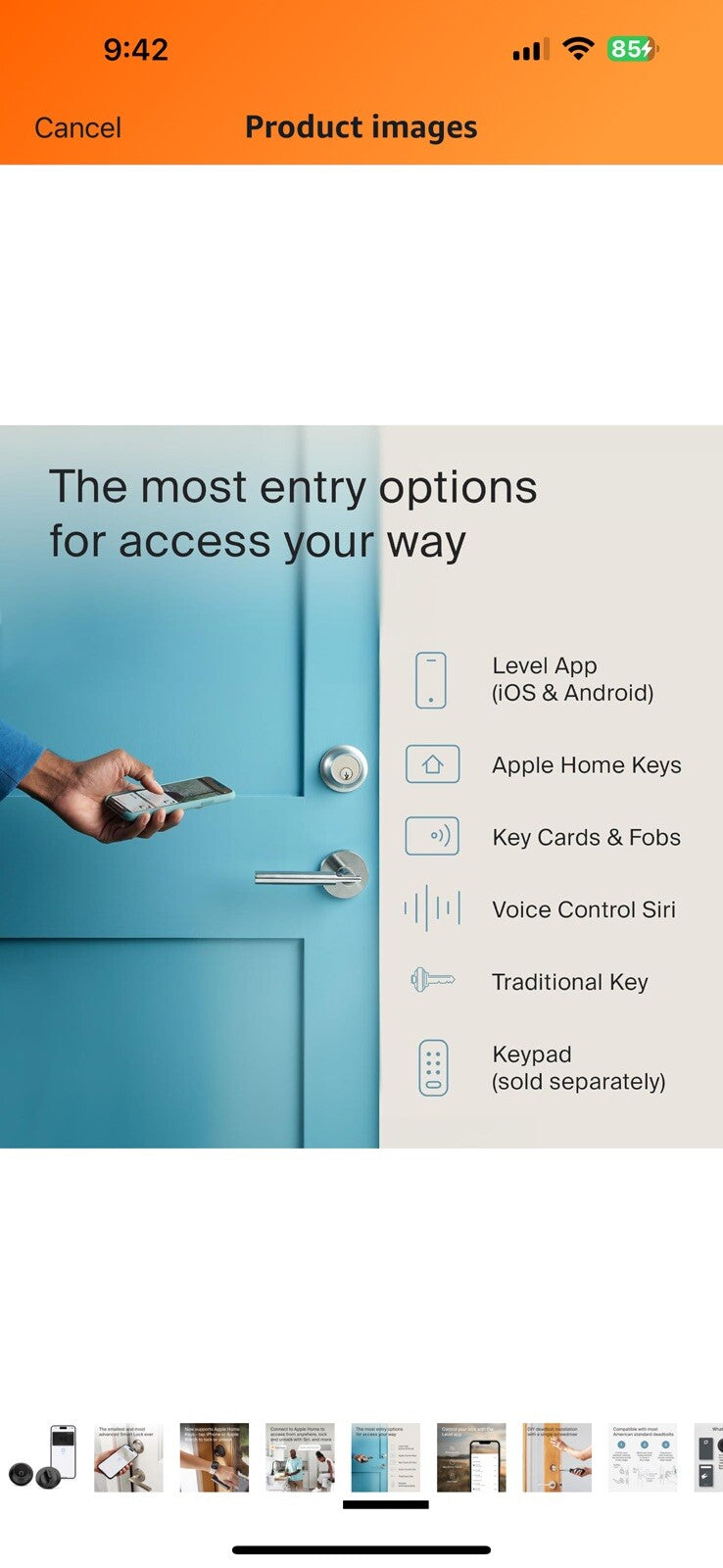 Level Lock+ Smart Lock - World's Smallest Smart Lock Plus Apple Home Keys