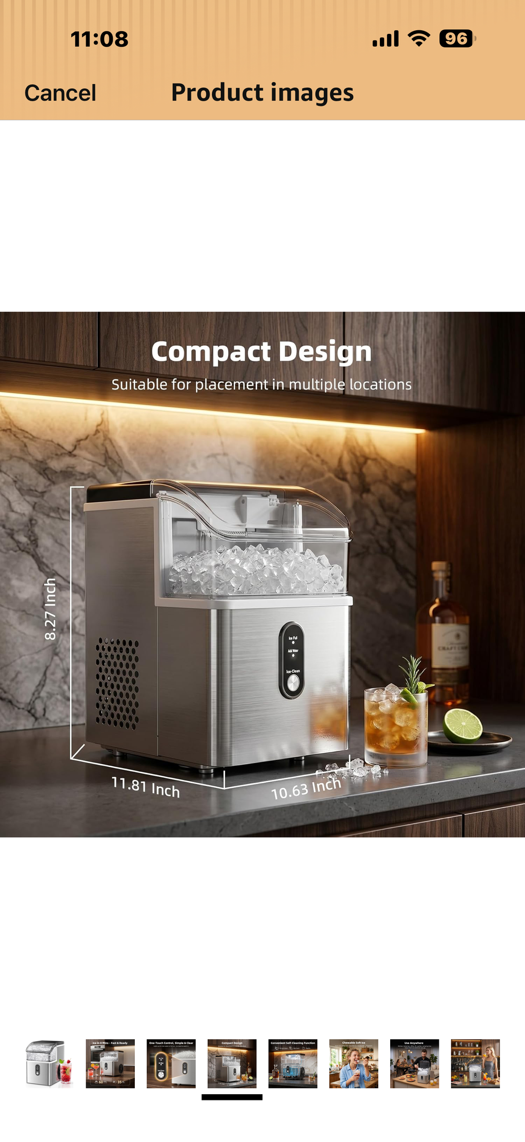 Antarctic Star Nugget Ice Maker Countertop, 35lbs/24H Ice Machine, Soft Chewable Sonic Ice, Self-Cleaning, Fast Ice Ready in 8 Minutes, Compact Design with Handle, Stainless Steel Silver

Size:
35Lbs/24H
Number of Items:
1
Color: Stainless Steel Silver

B