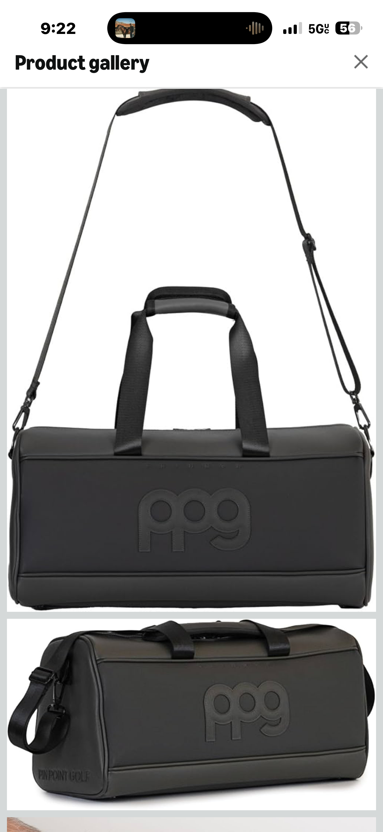 PPG Pin Point Golf Locker Room Boston Style Duffle Style Bag, Bonded Leather, Lightweight & Sturdy, Waterproof Liner, Carry Handle and Shoulder Strap, for Travel, Storage

Color: Onyx

Classic Boston-style design with a timeless rounded silhouette, crafte