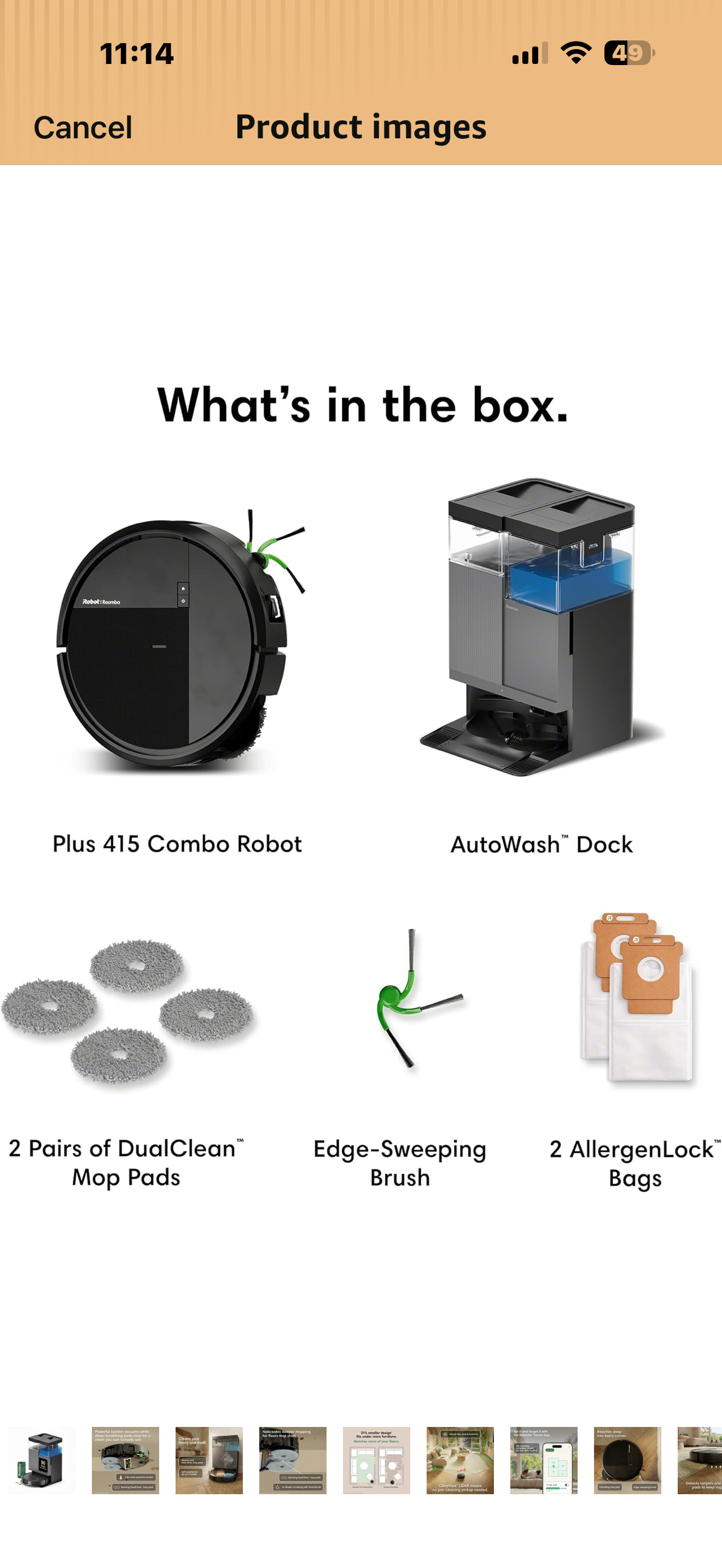 iRobot Roomba Plus 415X Combo Robot Vacuum & Mop + AutoWash Dock, Self‑Cleaning & Heated Dry, Auto‑Empty up to 90 Days, 140x Power-Lifting Suction, 2X Deeper Mopping, Ideal for Homes with Pets & Kids

Brand iRobot
Model Name 415X
Surface Recommendation Ca