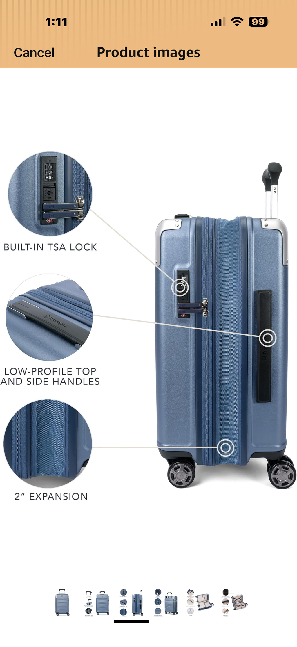 Travelpro Platinum Elite Hardside Expandable Carry on Luggage, 8 Wheel Spinner, TSA Lock, Hard Shell Polycarbonate Suitcase, Dark Sky Blue, Carry on 21-Inch

EFFORTLESS PRECISION ROLLING — The exclusive PrecisionGlide System combines eight 360° MagnaTrac